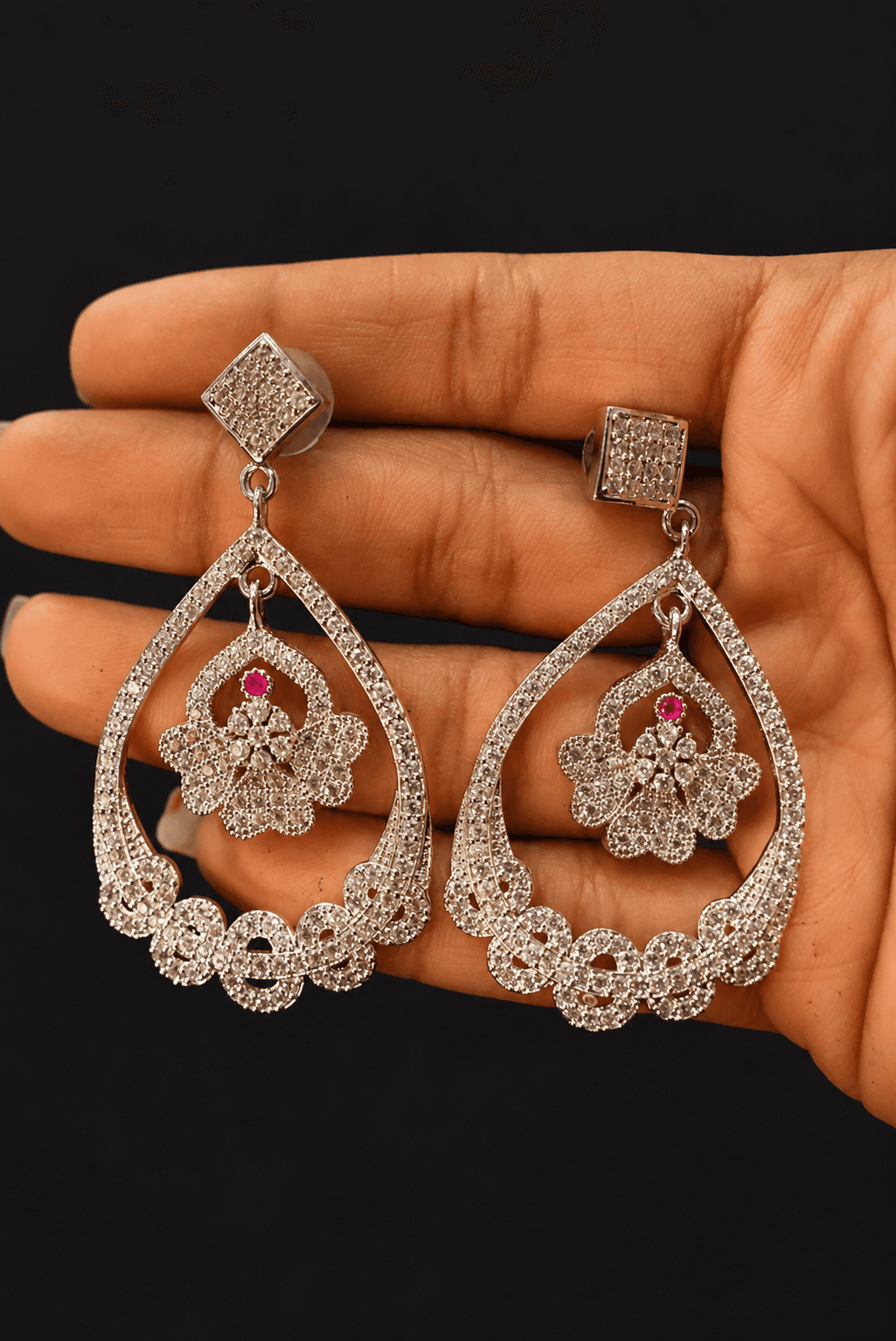 Ethereal Bloom Diamond Drop Earrings